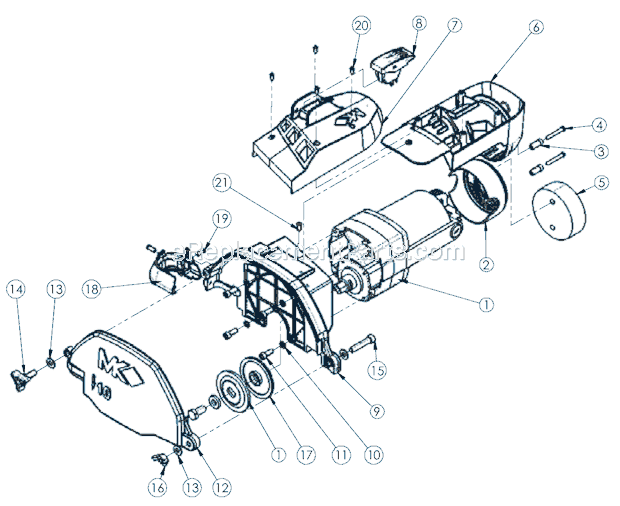 Assy Motor Diagram and Parts List for TX3  Barranca Diamond Tile Saw